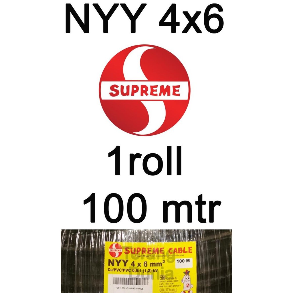 Kabel Supreme Nyy 4X6 Kabel Tufur 4X6 Kabel Nyy 4X6 Supreme Tembaga New Stok