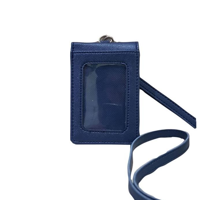 

ready Lanyard Kulit Magnet ID Card Holder Name Tag Kulit Mewah Biru Navy murah