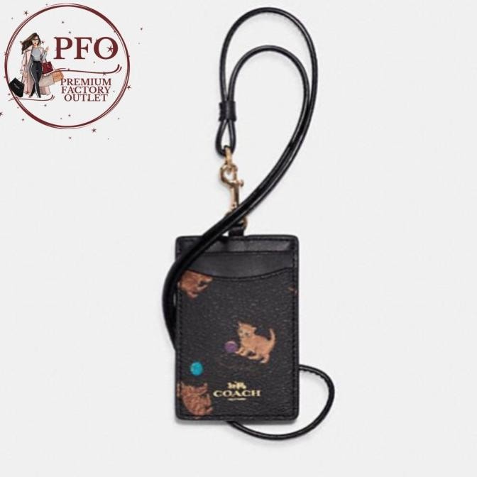 

ready Gantungan ID Lanyard COCH C6429 with Cat Print in Brown Black Multi murah