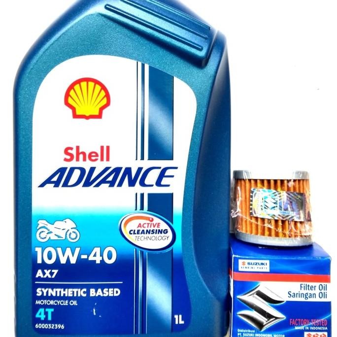 Cars PAKET SHELL ADVANCE AX7 10W40 + FILTER OLI|GSX-R150 GSX-S150 SATRIA FU