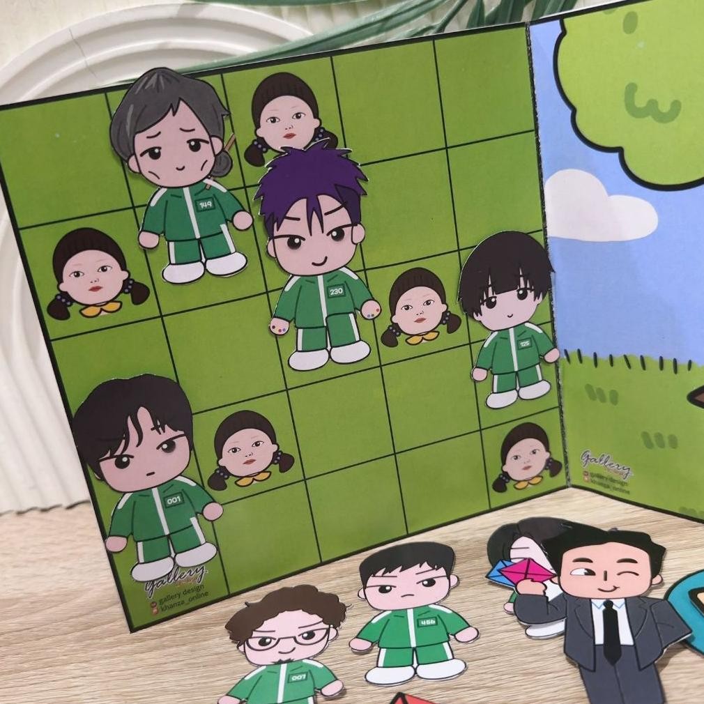 SQUID GAME Paperdolls Mainan Edukasi Anak Viral Mainan Bongkar Pasang Kertas Tebal Terbaru murah