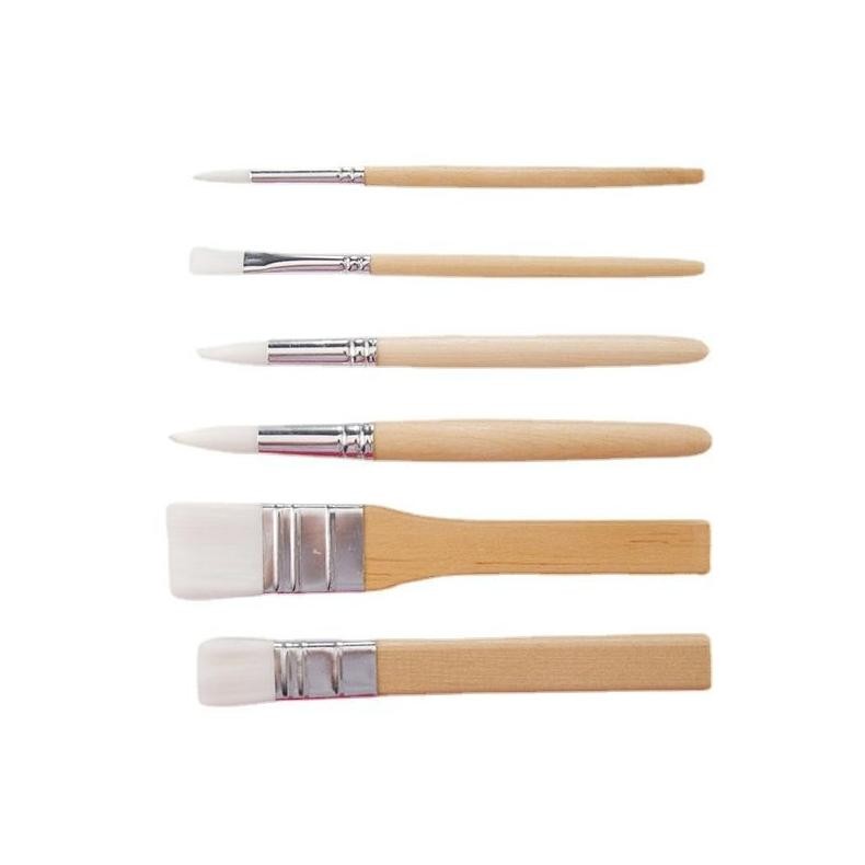 

fx-4 6pcs Kuas Lukis Nylon Watercolor Brush Kuas Cat Air Paint Brush Wooden Handle Nilon Brush Original