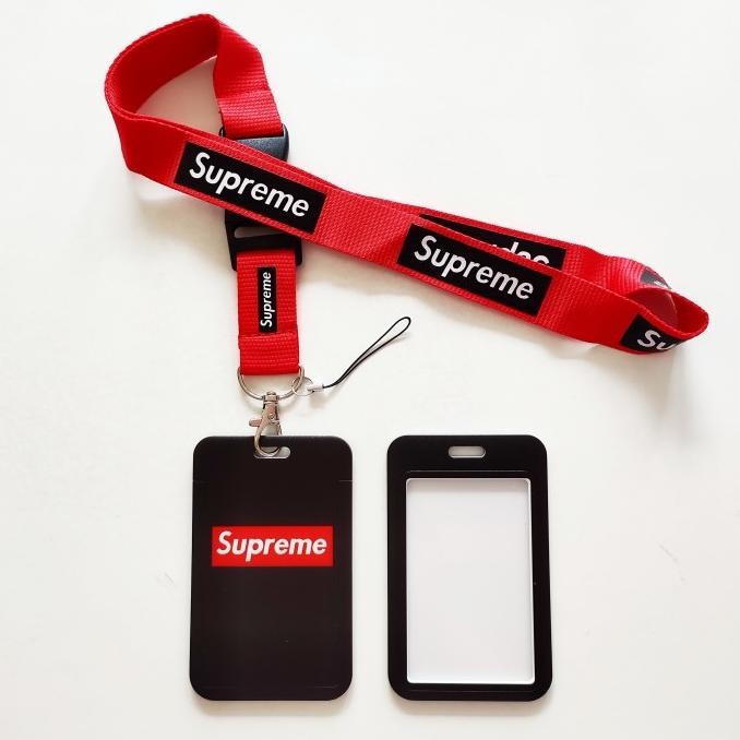 

ready ID Card Holder Name Tag Lanyard / Kalung Kartu Black Supreme murah