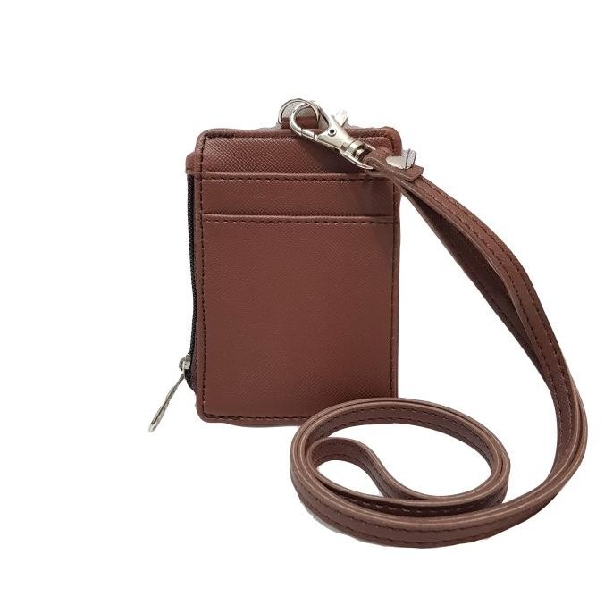

ready Lanyard Retsleting Name Tag ID Card Holder Kulit Sintetis Coklat Tua murah