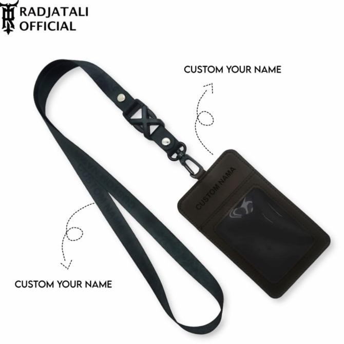 

ready Lanyard Kulit Holder ID Card Custom Nama Grafir Leather - Dark Brown murah