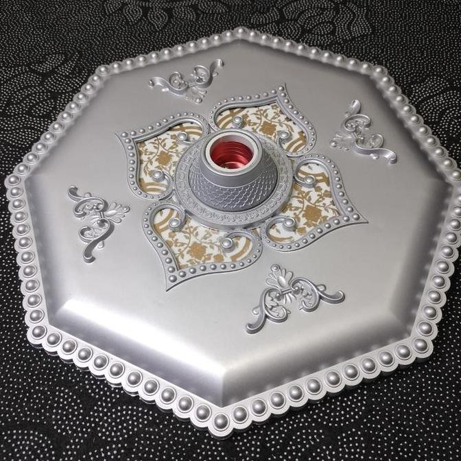 Ornamen Hiasan Tengah Gypsum Vicon Fiting Hias Lampu Plafon 30Cm Pvc Dengan Fiting E27 Kuningan Plas