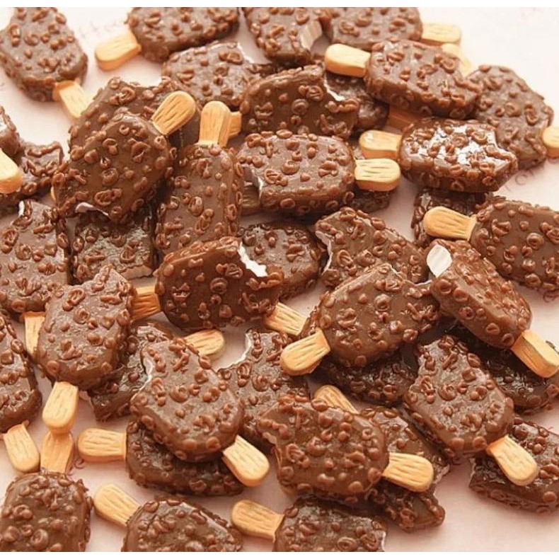 

10Pcs 20*10Mm Kawaii Flat Back Resin Chocolate Ice Cream Cute Resin Scrapbook Diy Decor Home Figurine Crafts