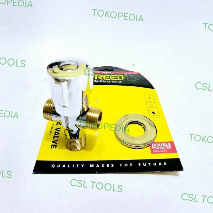 Diskon Stop Kran Cabang Tee 1/2" inch Kuningan / Stop Kran WC Kloset / Kran Shower Double FREED #csl
