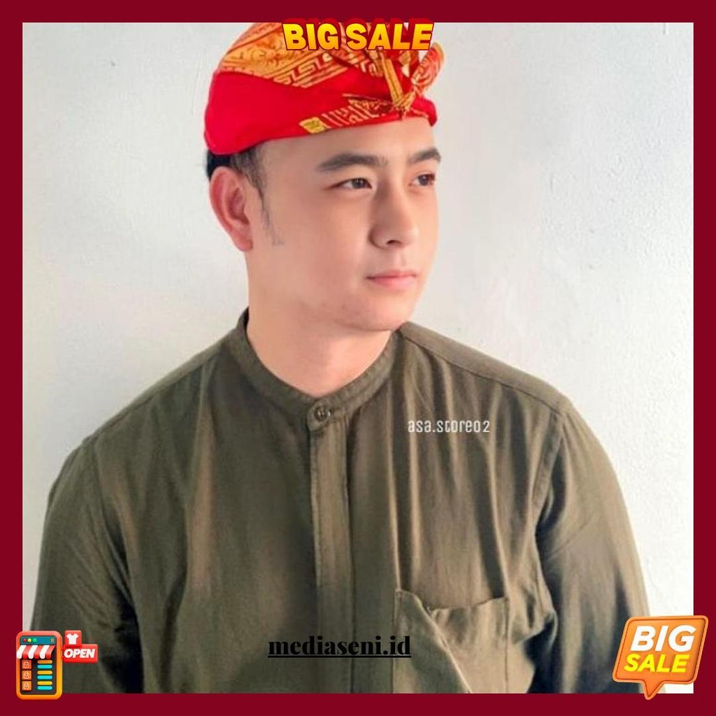 Udeng Bali Tradisional Prada Topi Adat Khas Bali Ikat Kepala Khas Bali Kotak-Kotak Karnaval Tari Ori