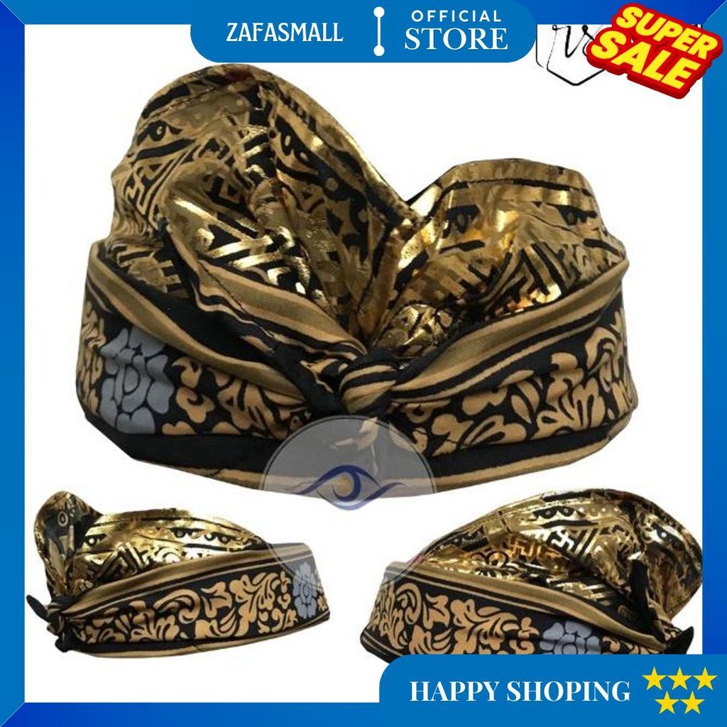 Udeng Bali Batik Hitam Gold Seri .Rs Lingkar Kepala 54Cm Sale