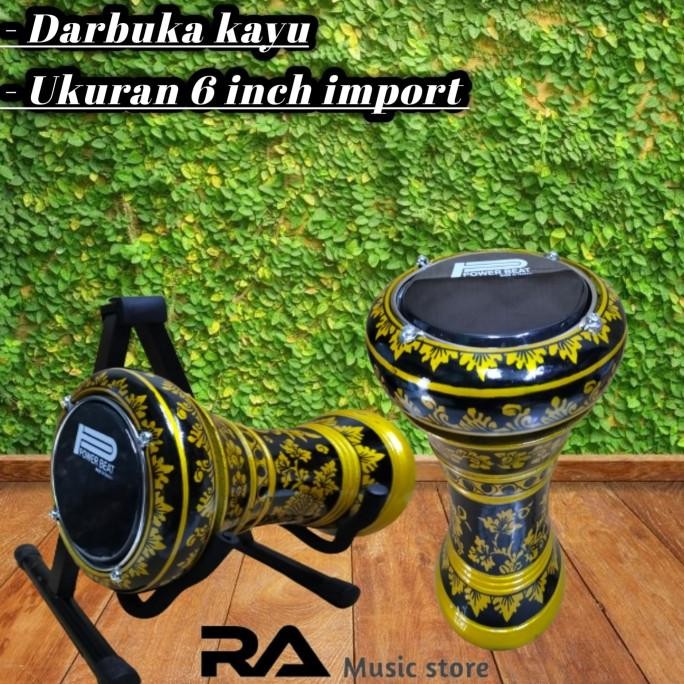 DARBUKA MINI ANAK DUMBUK PINGGANG 6 INCH IMPORT HITAM CORAK GOLD