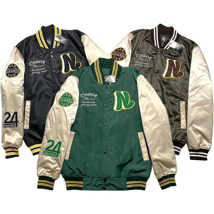 Jaket Bomber Pria Wanita - Jaket Varsity Baseball Ful Bordir Skullend (Best Quality)