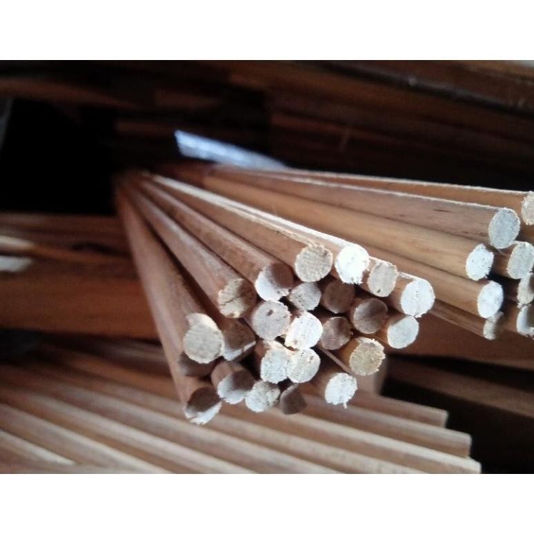 uj-32 rwet-23 TANGRKINGAN DOWEL BULAT KAYU JATI 1 IKAT ISI 10 BATANG UKURAN DIAMETER 6MM 8MM 10MM UN
