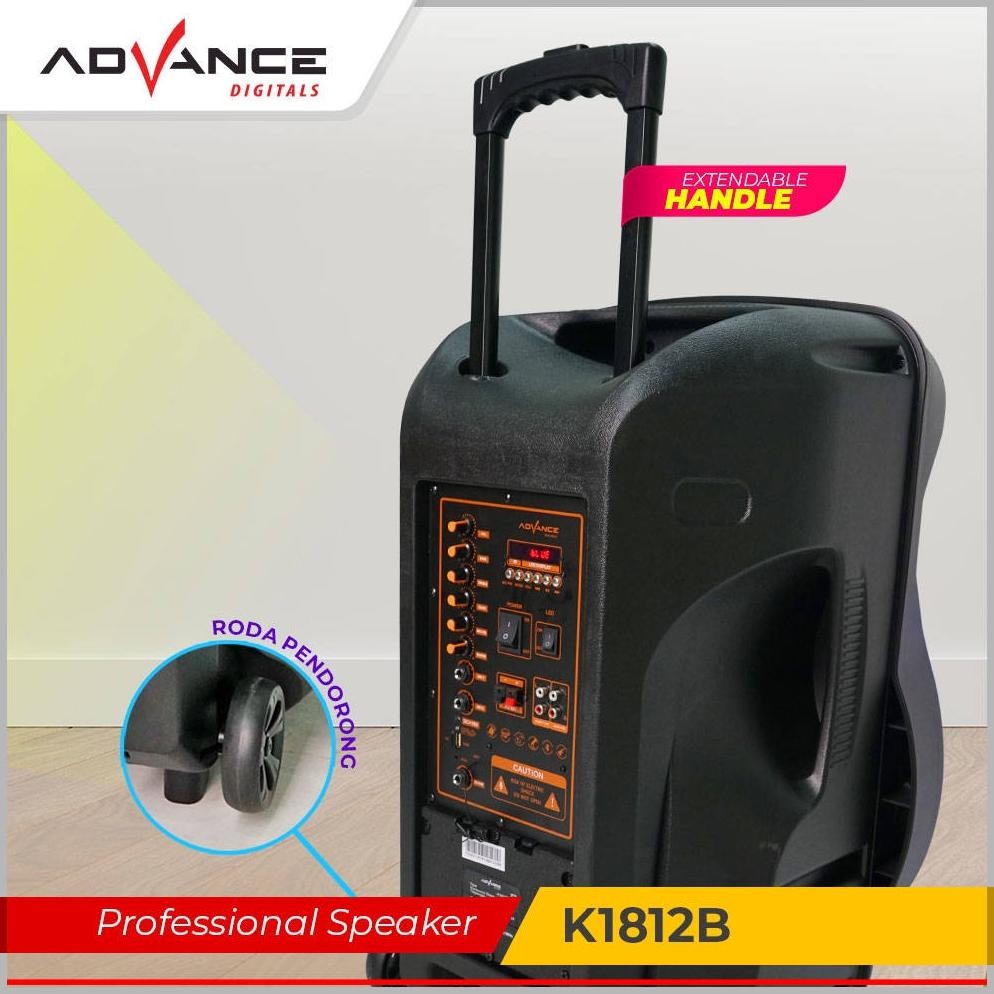 ready stock Speaker Bluetooth portable advance k1812B 18 inch free 2PCS mic wireless