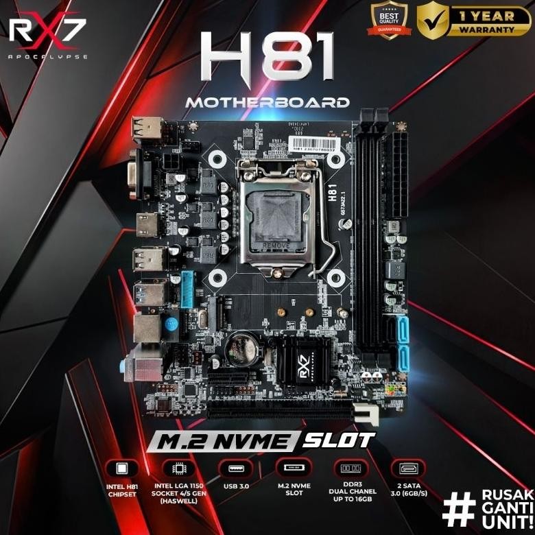 MOTHERBOARD RX7 H81 LGA 1150 DDR3 MAINBOARD H81 SUPPORT NVME