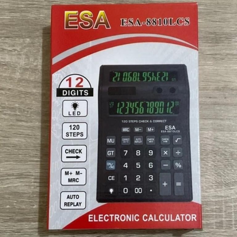 

LNB-1217 gha-68 Calculator Double Layar LCD Nyala ESA 8810LCS Kalkukator Kasir 12 Digit Termurah Hemat