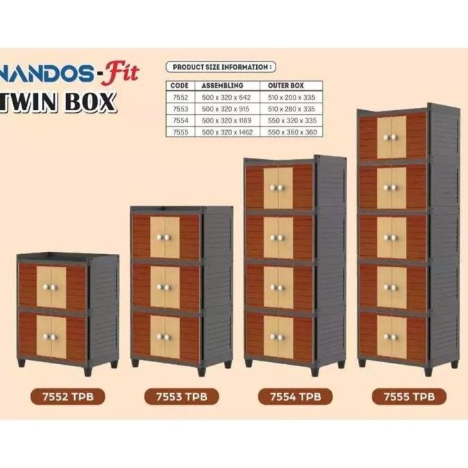 NAIBA Lemari Baju Pakaian Plastik Laci MURAH 3 4 5 susun NANDOS TWIN BOX FIT