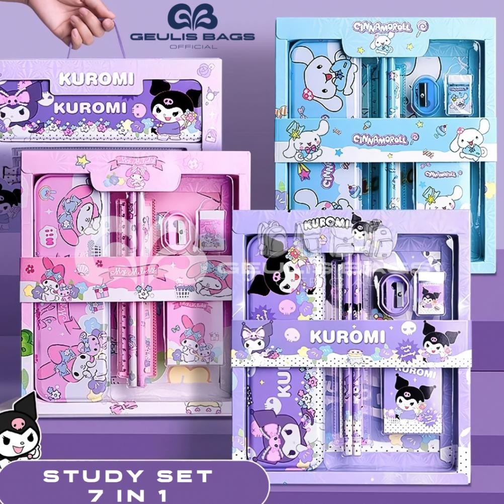 

GEULIS BAGS STUDEN SET ALAT TULIS SEKOLAH KARAKTER KUROMI CINAMONROL MY MELODY 7 IN 1