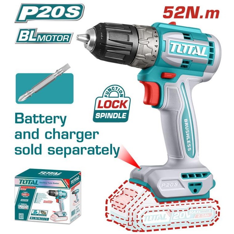 TOTAL Brushless cordless drill TDLI204531 - Bor cordless (unit only) murah