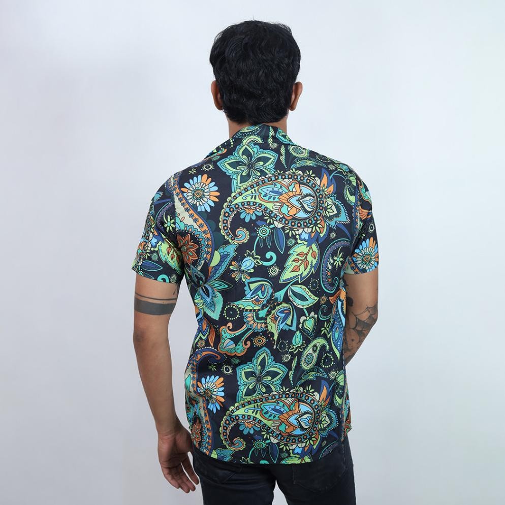 Dowear Baju Setelan Kemeja Laki Laki Motif Batik Pria Lengan Pendek Kondangan Modern Batik Hijau 09
