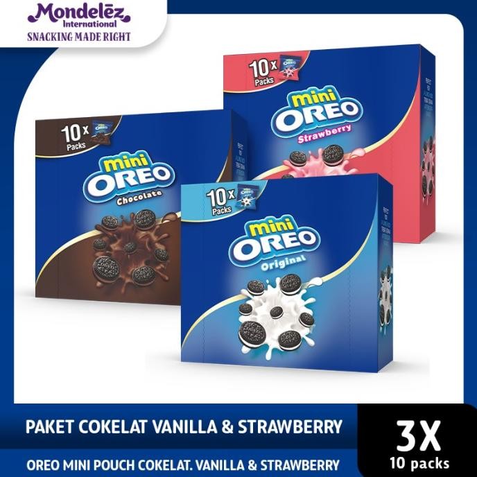 

Promo Oreo Mini Biskuit Pouch 10 X 20.4 Gr - Paket Cokelat Vanilla Dan Strawberry