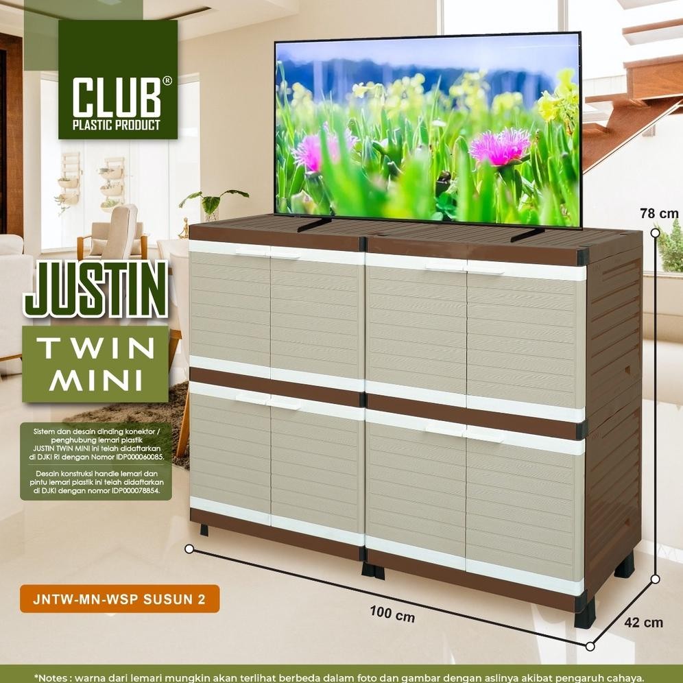 LEMARI PLASTIK JUSTIN TWIN MINI CLUB / MEJA TV / RAK TV PLASTIK / MEJA SERBAGUNA