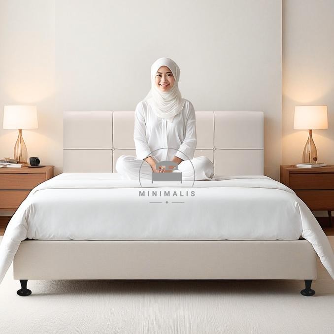 Terlaris Dipan Minimalis Motif Persegi | Divan Dan Sandaran Headboard Minimalis Bahan Kayu | Ranjang
