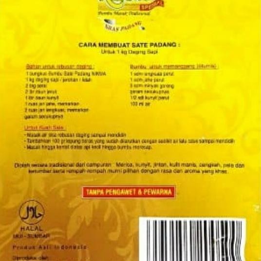 

BUMBU SATE PADANG NIKMA 1000GRAM KEMASAN KECIL 50 GRAM 1PACK 20 BKS