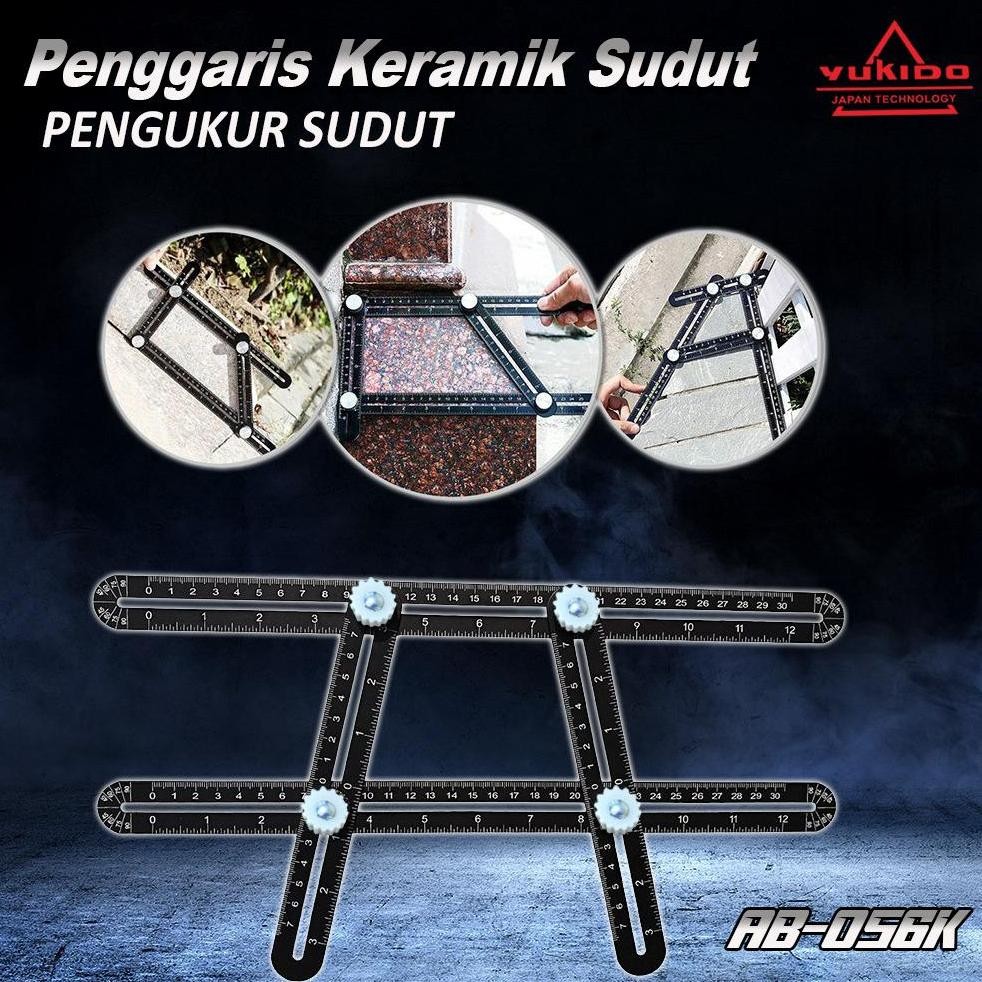 

rwet-23 fj-44 Penggaris Lipat 6 Sudut Siku Pola Multifungsi Template Alat Ukur Tukang Keramik Serbagunan Lubang YUKIDO Murah Terlaris
