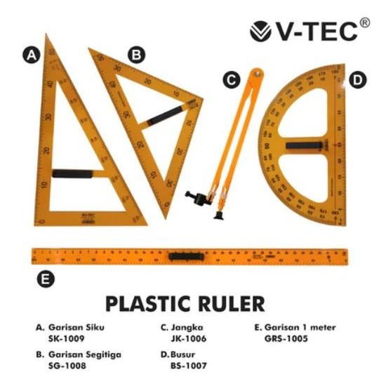 

Penggaris / Busur / Jangka / Segitiga Plastik Besar Whiteboard Papan Tulis 1 Set