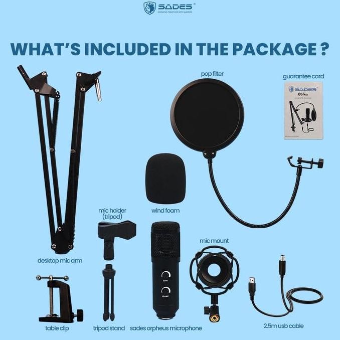 Grosir Mic Condenser Sades Orpheus Premium Set