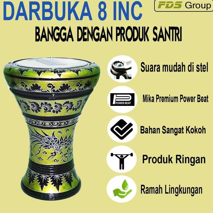 MOTOCORE - ALAT MUSIK GENDANG DARBUKA 8 INCH MOTIF ISLAMI HADROH REBAN