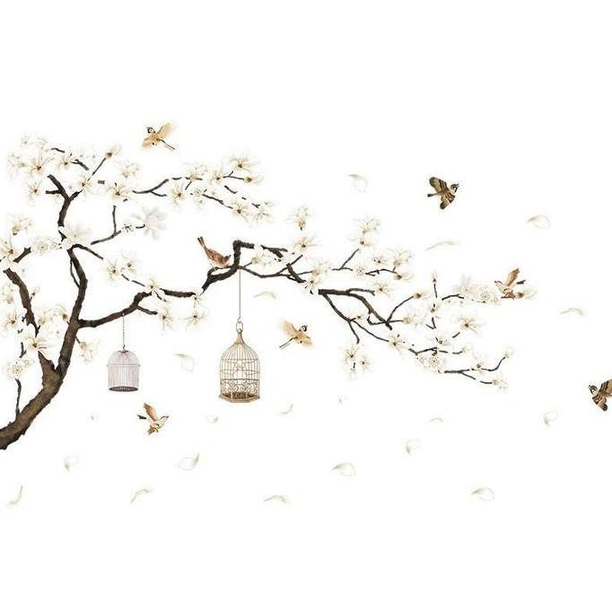 TERBARU STIKER DINDING SANGKAR BUNGA SAKURA GUGUR BESAR SK2022A