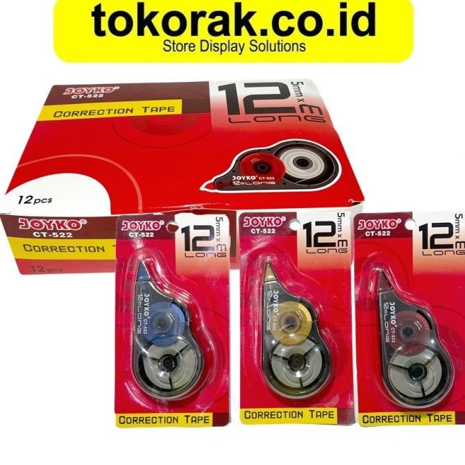 

ASLI CORRECTION TAPE 12M CT522 JOYKO 12 M X 5 MM CT 522 PITA KOREKSI TIP EX TIPEX ROLL TIPE X ROL