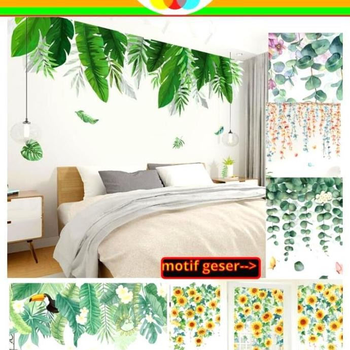 TERBARU WALLSTICKER WALLSTIKER WALL STIKER STICKER DINDING TEMBOK DAUN BUNGA HIJAU LIST DAUN PALEM V
