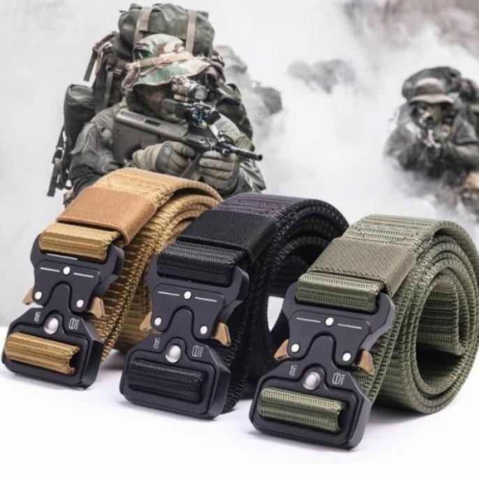 Ori - Ikat Pinggang Pria Canvas Military Tactical Kepala Besi Sabuk Pria