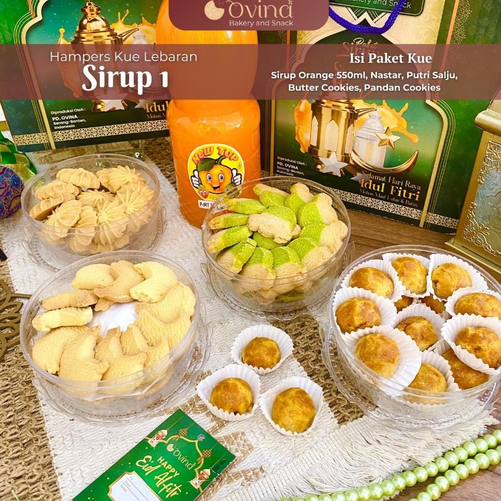 

PARCEL KUE LEBARAN 2025 PAKET KUE KERING OVINA SIRUP 1 PLUS 4 KUE KERING / PAKET SIRUP HARI RAYA LEBARAN