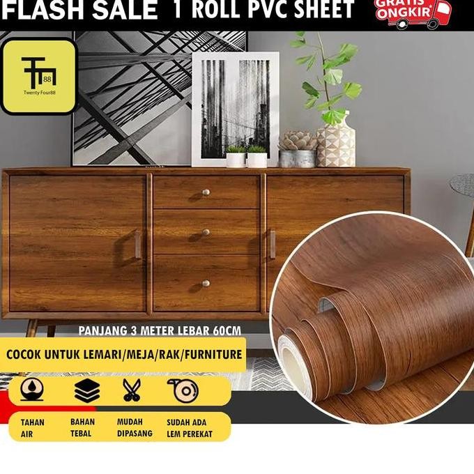 TERBARU STICKER PELAPIS KAYU 60CM X 3M PVC ALAMI TEXTURED MODEL RONA DEKORASI MEBEL,MEJA,BANGKU,LEMA