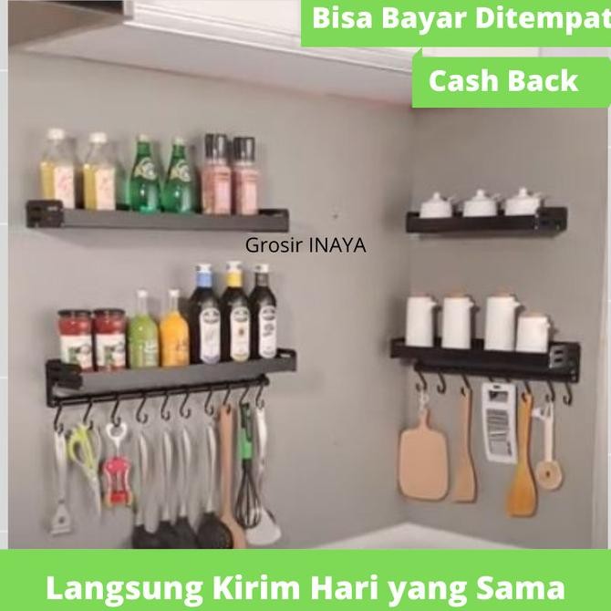 RAK DINDING DAPUR | RAK BUMBU DAPUR TANPA GANTUNGAN MODERN MINIMALIS