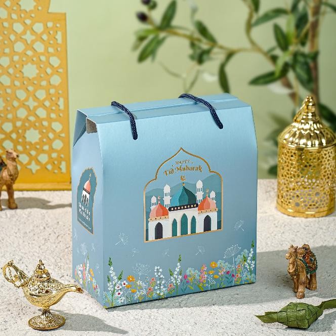 

10 Pcs Gable Box hampers idul fitri 2 toples 1000 ml - Tranquility 19x11x17, tinggi total 20cm