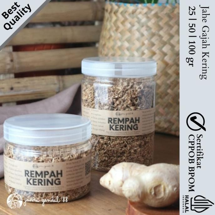 

Jahe Gajah Cacah Kering - Dried Ginger - Rempah Kering by Jamu Gendul 88 Kualitas Premium Sudah BPOM nUg