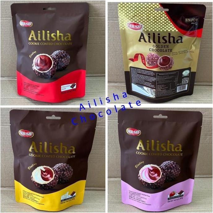 

Ailisha Chocolate Cokelat 80gr Mr.SIF Ailisha Golden Cookies Coklat 66gr nUg