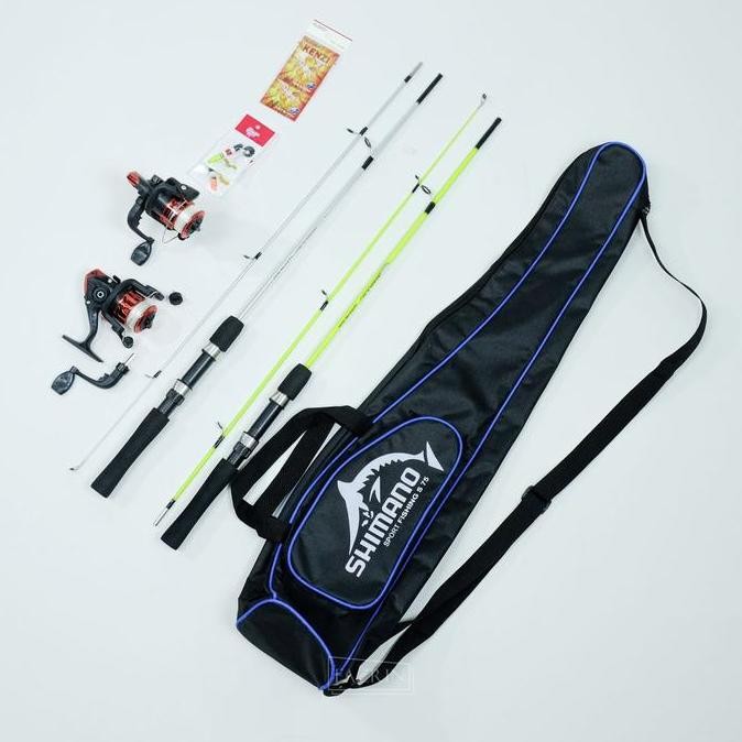 Dearglow- 2 Full Set Alat Pancing Joran Sambung Lengkap Joran 120-150 Cm Tas Shimano Reel 5Bb Lengka