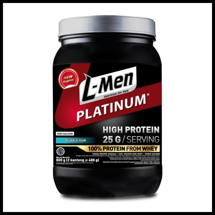 Terlaris L-Men Platinum Bubble Gum 800G 1,7Lbs - 25G Whey Protein - 21 Serving - 5,9G Bcaa Dilengkap
