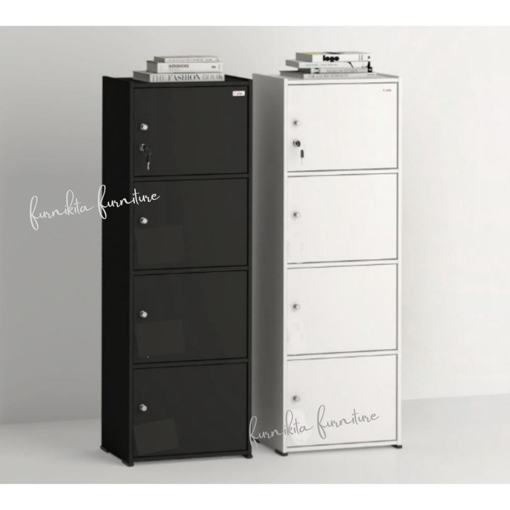 RAK BUKU KAYU SERBAGUNA KUNCI / LEMARI HELM / LEMARI BAJU