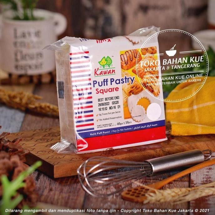 

Kawan Puff Pastry Adonan Beku Sheet 40gr x10 Lembar Frozen Dough liquid