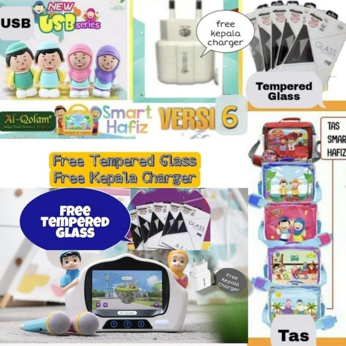Paket lengkap Smart hafiz New Versi 6, USB, Tas dan Tempered Glass liquid