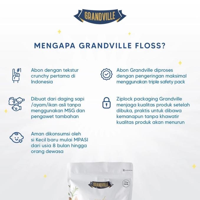 

Murah Grandville Double Pack (2 Pack) Abon Ayam / Abon Ikan / Abon Sapi Crunchy Floss Mpasi
