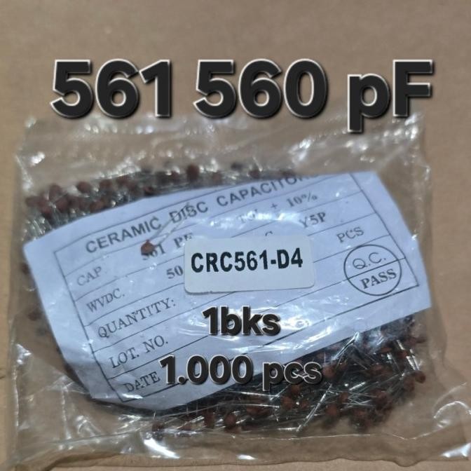 Murah (  561 ceramic 1bks.)    kapasitor capasitor keramik ceramic 560 561 pf 0.56nf 0.56 nf piko fa
