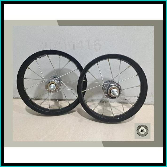 WHEEL SET SEPEDA UKURAN 12 VELG JADI PELK JADI 12 VELG HITAM 12 SIAP PAKAI PELK JADI SIAP PAKAI SEPE